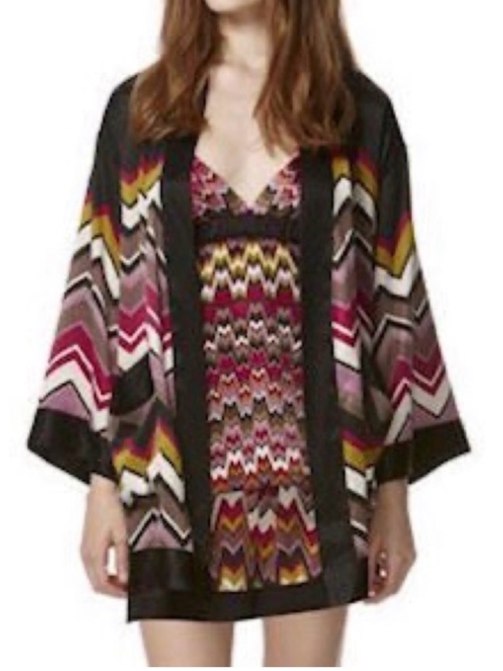 Missoni for Target Chevron Pattern Open-Front Cardigan Kimono in Multi-Color XL